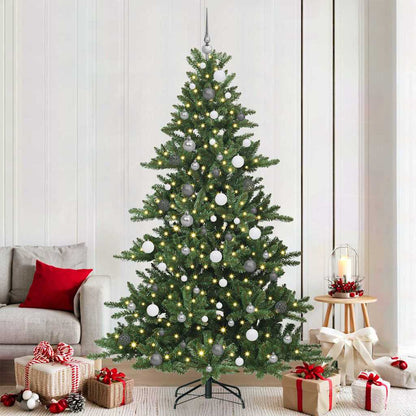 vidaXL Artificial Hinged Christmas Tree Green 210 cm PVC and Steel