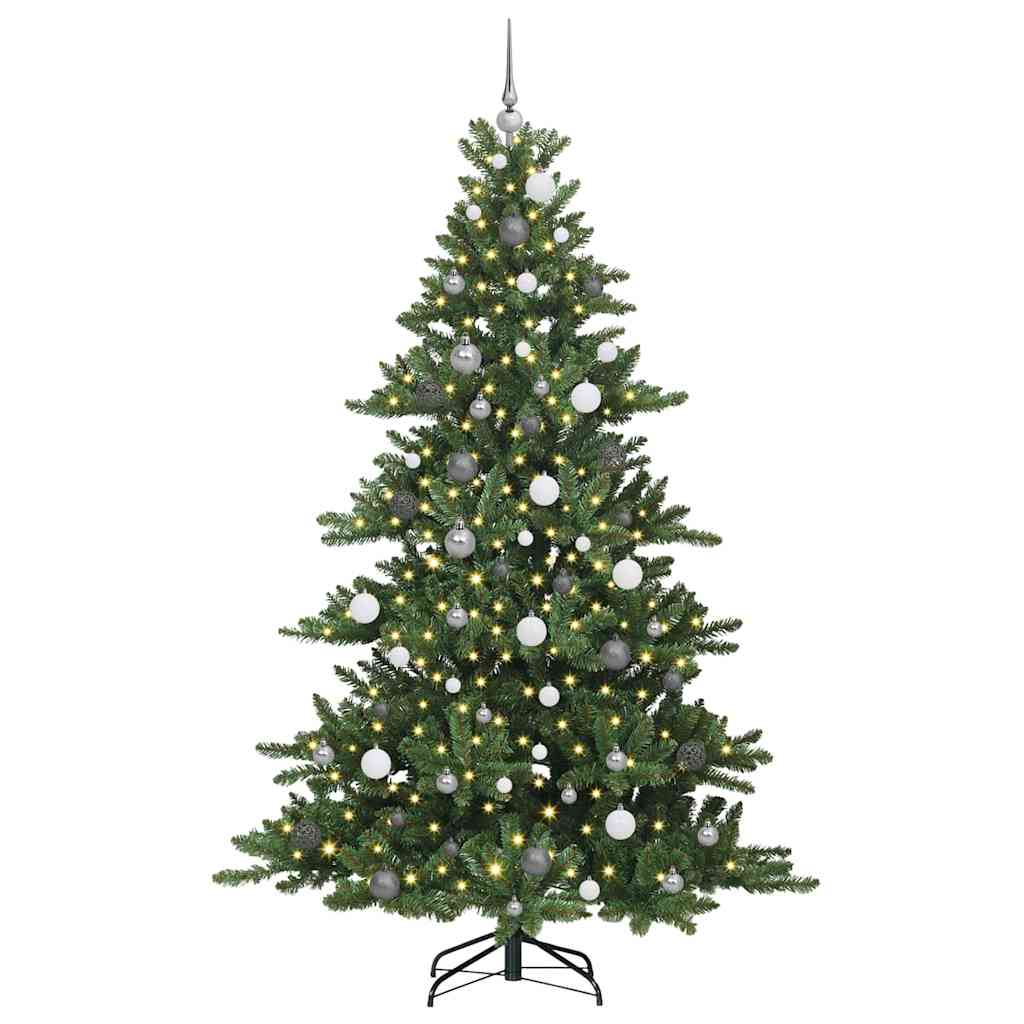 vidaXL Artificial Hinged Christmas Tree Green 210 cm PVC and Steel