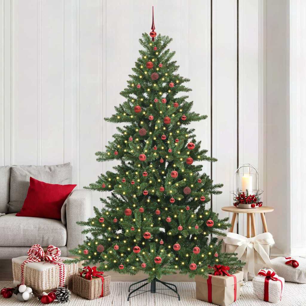 vidaXL Artificial Hinged Christmas Tree Green 210 cm PVC and Steel