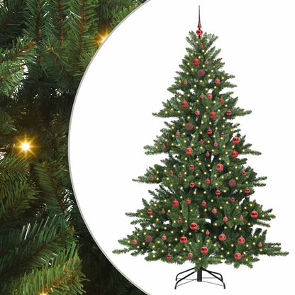 vidaXL Artificial Hinged Christmas Tree Green 210 cm PVC and Steel