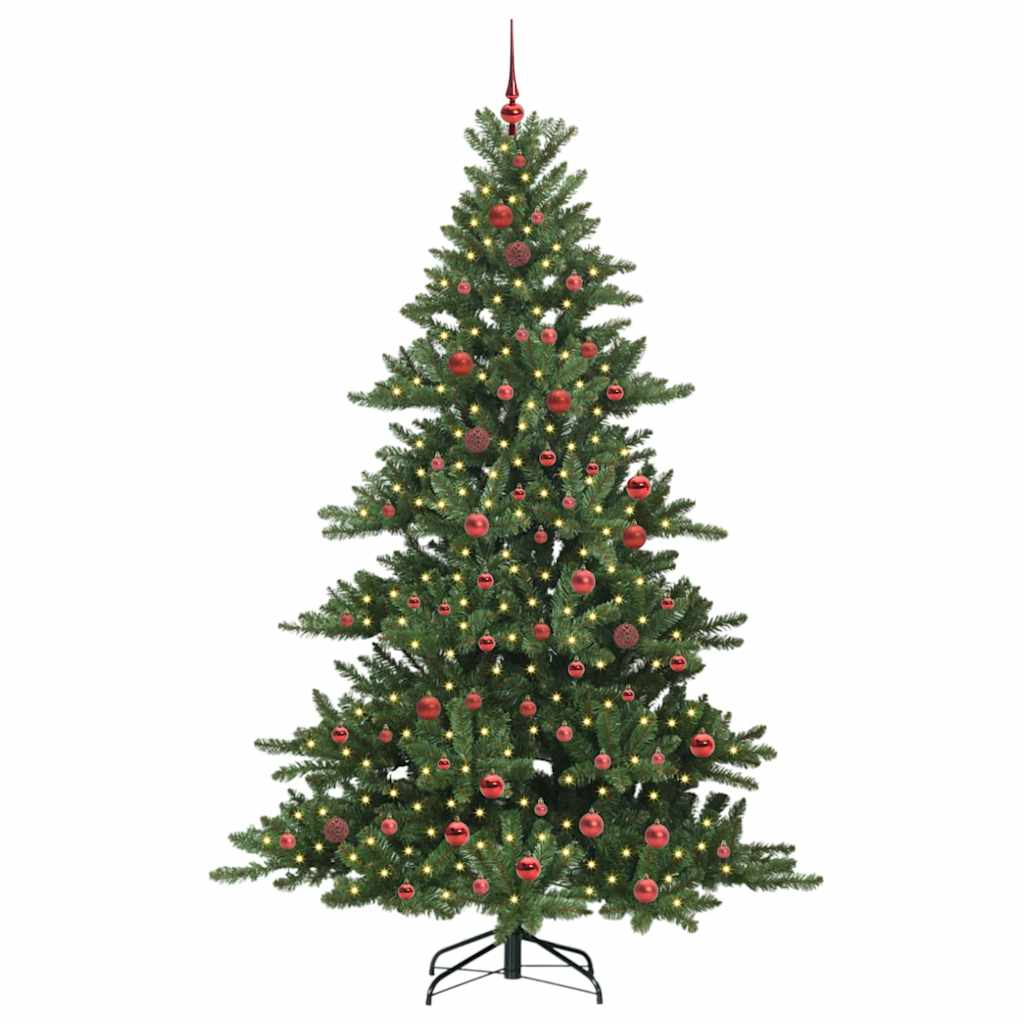 vidaXL Artificial Hinged Christmas Tree Green 210 cm PVC and Steel