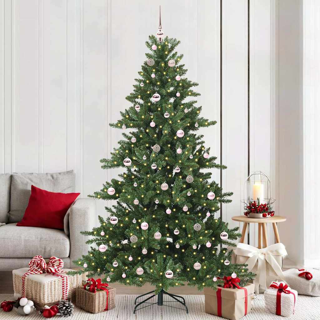 vidaXL Artificial Hinged Christmas Tree Green 210 cm PVC and Steel
