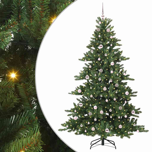 vidaXL Artificial Hinged Christmas Tree Green 210 cm PVC and Steel
