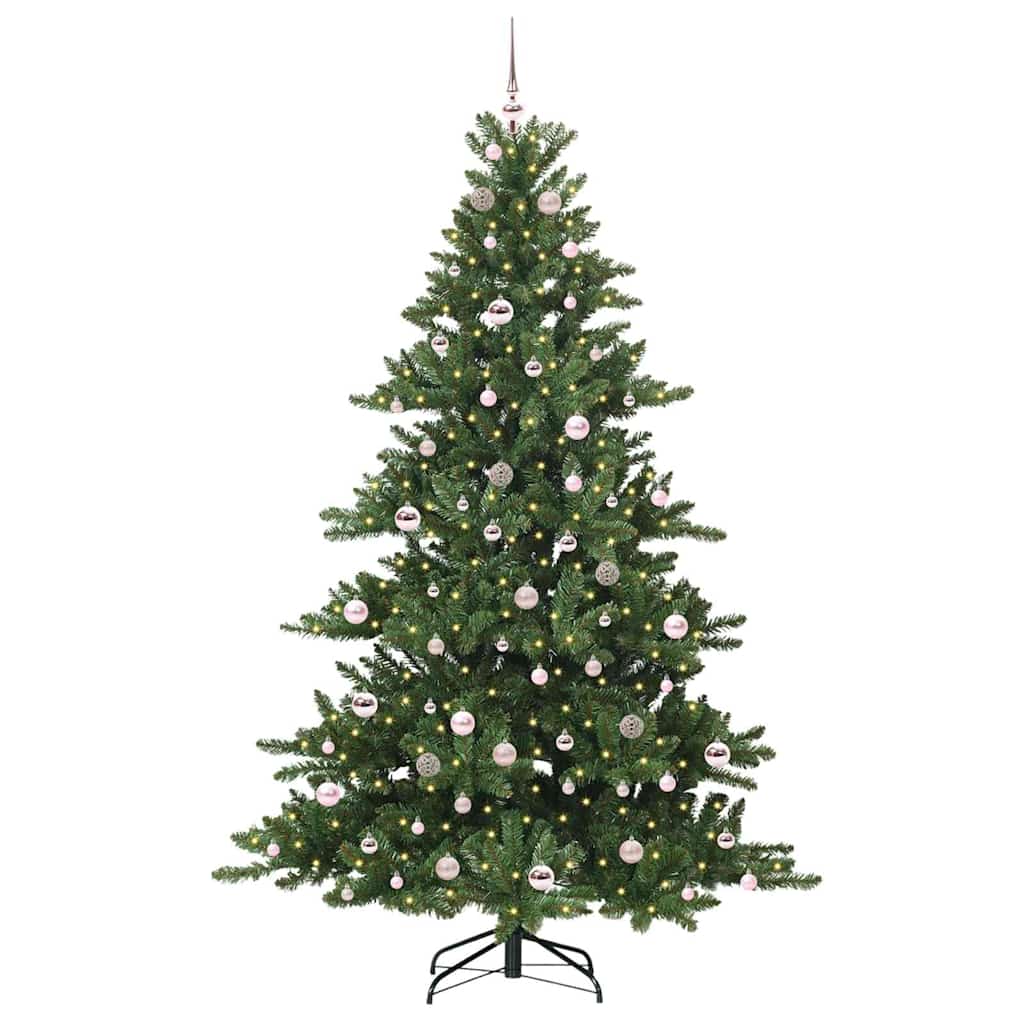 vidaXL Artificial Hinged Christmas Tree Green 210 cm PVC and Steel