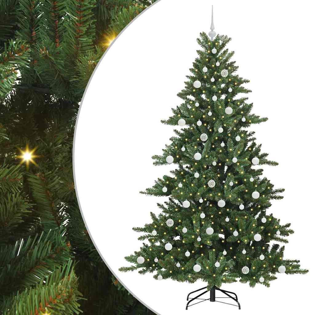 vidaXL Artificial Hinged Christmas Tree Green 210 cm PVC and Steel