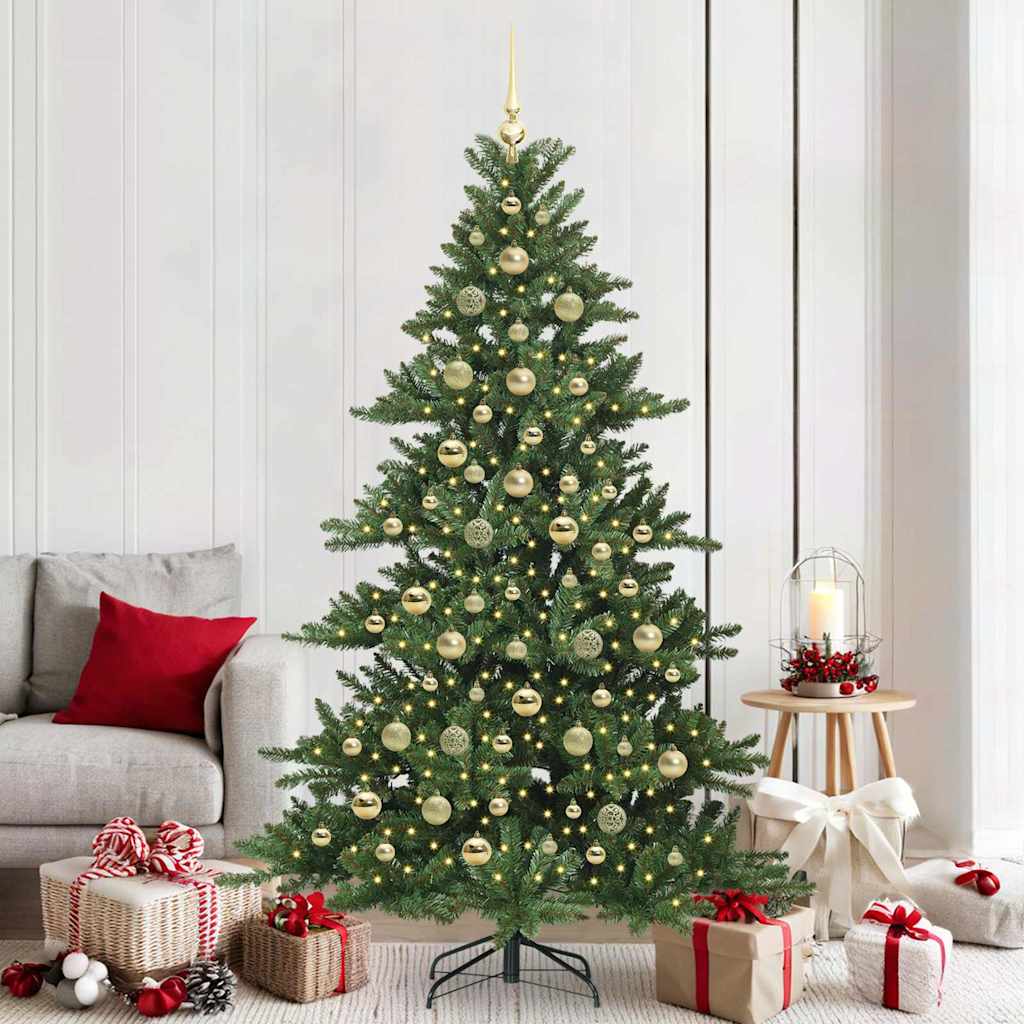 vidaXL Artificial Hinged Christmas Tree Green 210 cm PVC and Steel