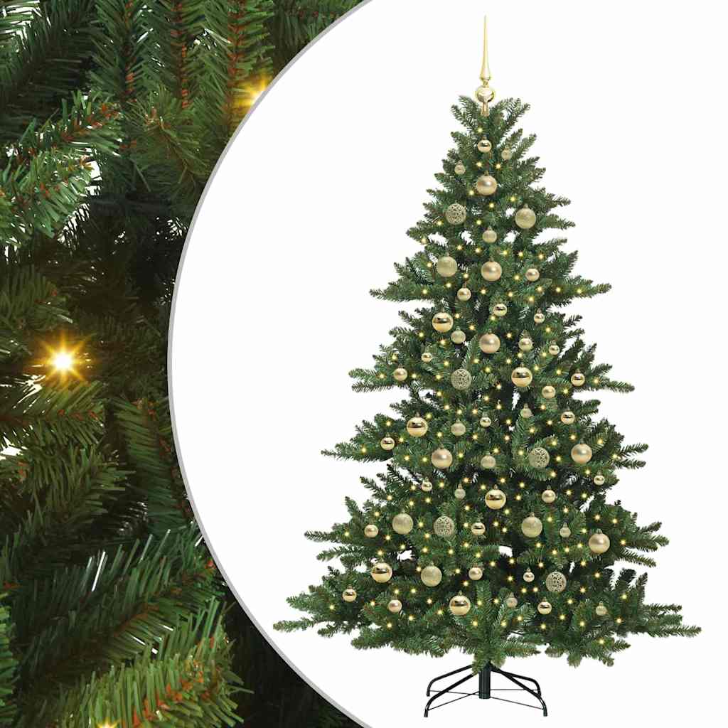 vidaXL Artificial Hinged Christmas Tree Green 210 cm PVC and Steel