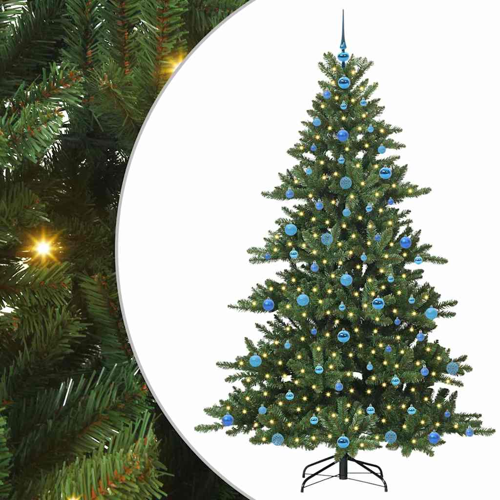 vidaXL Artificial Hinged Christmas Tree Green 210 cm PVC and Steel