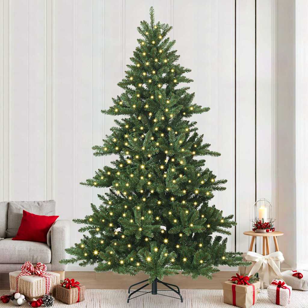 vidaXL Artificial Hinged Christmas Tree Green 240 cm PVC and Steel