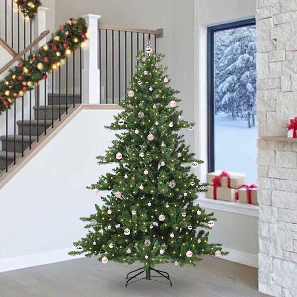 vidaXL Artificial Hinged Christmas Tree Green 240 cm PVC and Steel