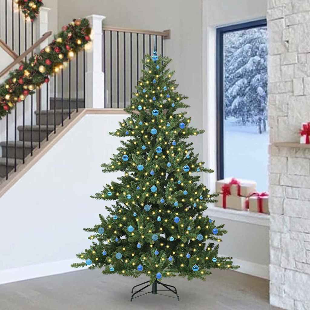 vidaXL Artificial Hinged Christmas Tree Green 240 cm PVC and Steel