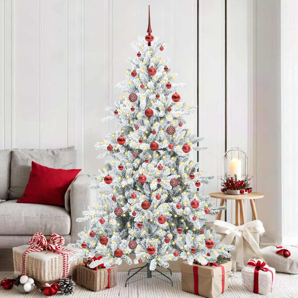 vidaXL Artificial Hinged Christmas Tree White 180 cm PVC and Steel