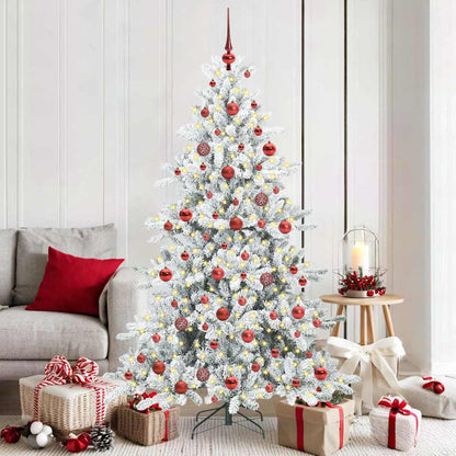 vidaXL Artificial Hinged Christmas Tree White 180 cm PVC and Steel