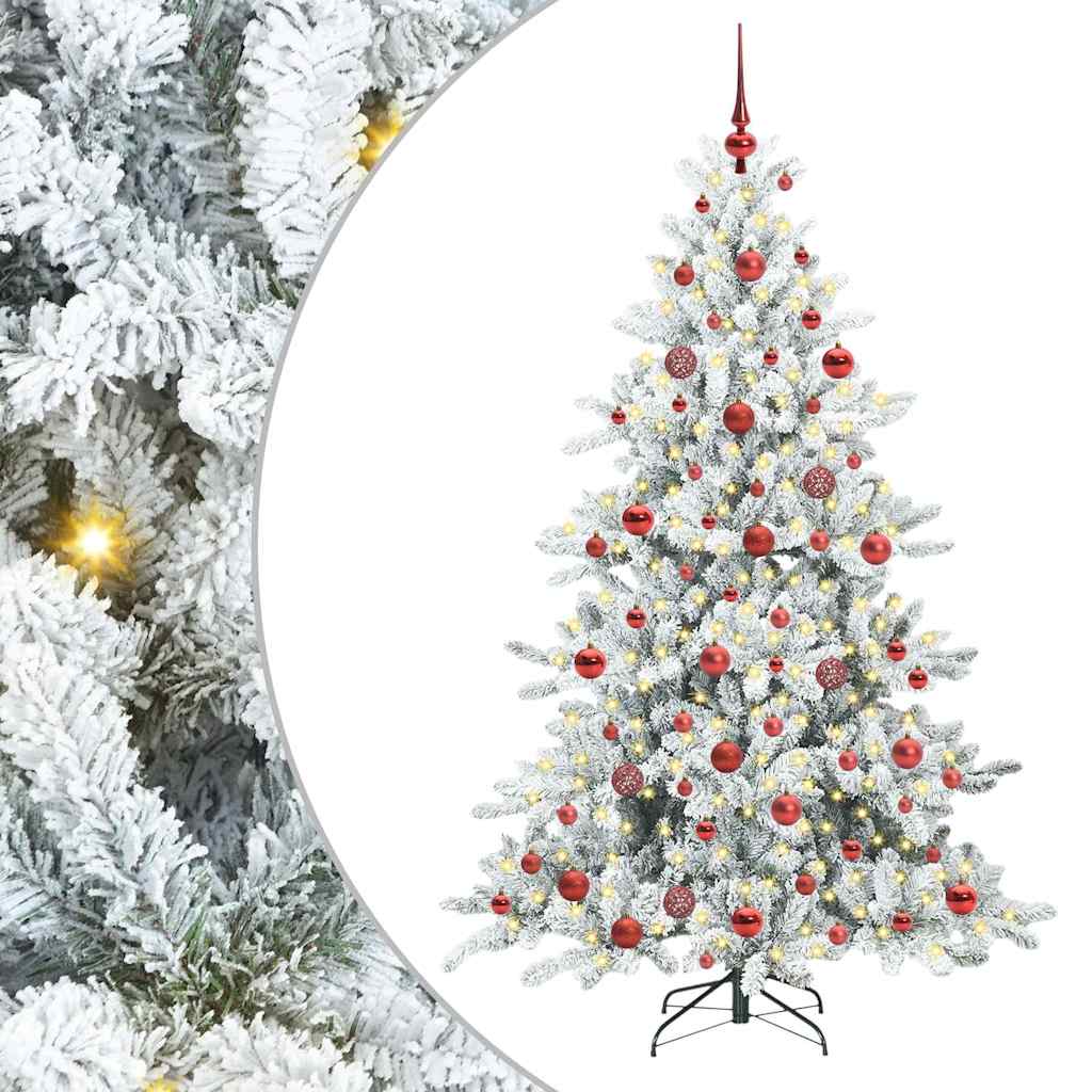 vidaXL Artificial Hinged Christmas Tree White 180 cm PVC and Steel
