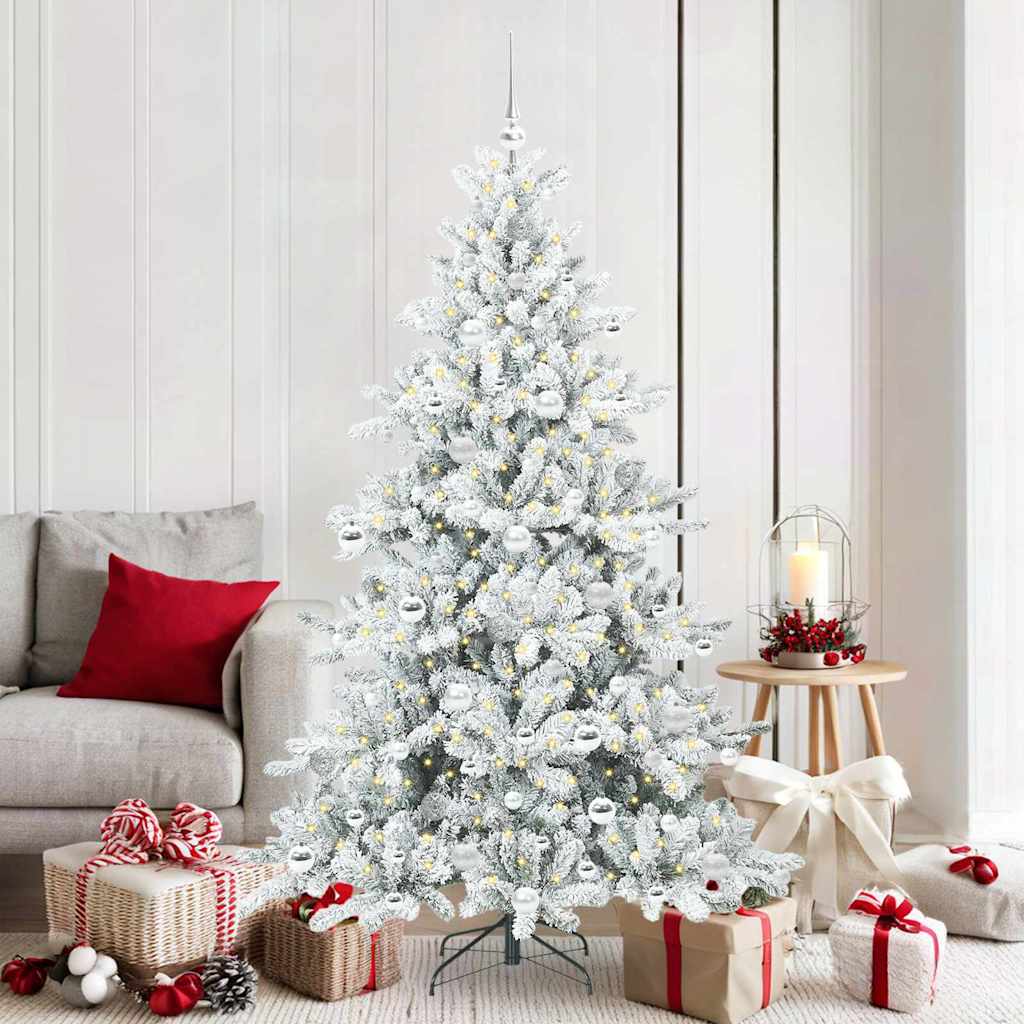 vidaXL Artificial Hinged Christmas Tree White 180 cm PVC and Steel