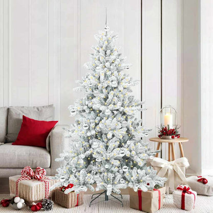 vidaXL Artificial Hinged Christmas Tree White 180 cm PVC and Steel