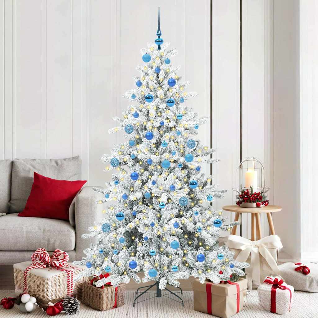 vidaXL Artificial Hinged Christmas Tree White 180 cm PVC and Steel