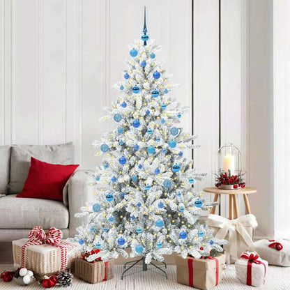vidaXL Artificial Hinged Christmas Tree White 180 cm PVC and Steel