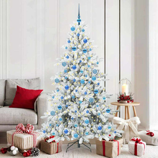 vidaXL Artificial Hinged Christmas Tree White 180 cm PVC and Steel