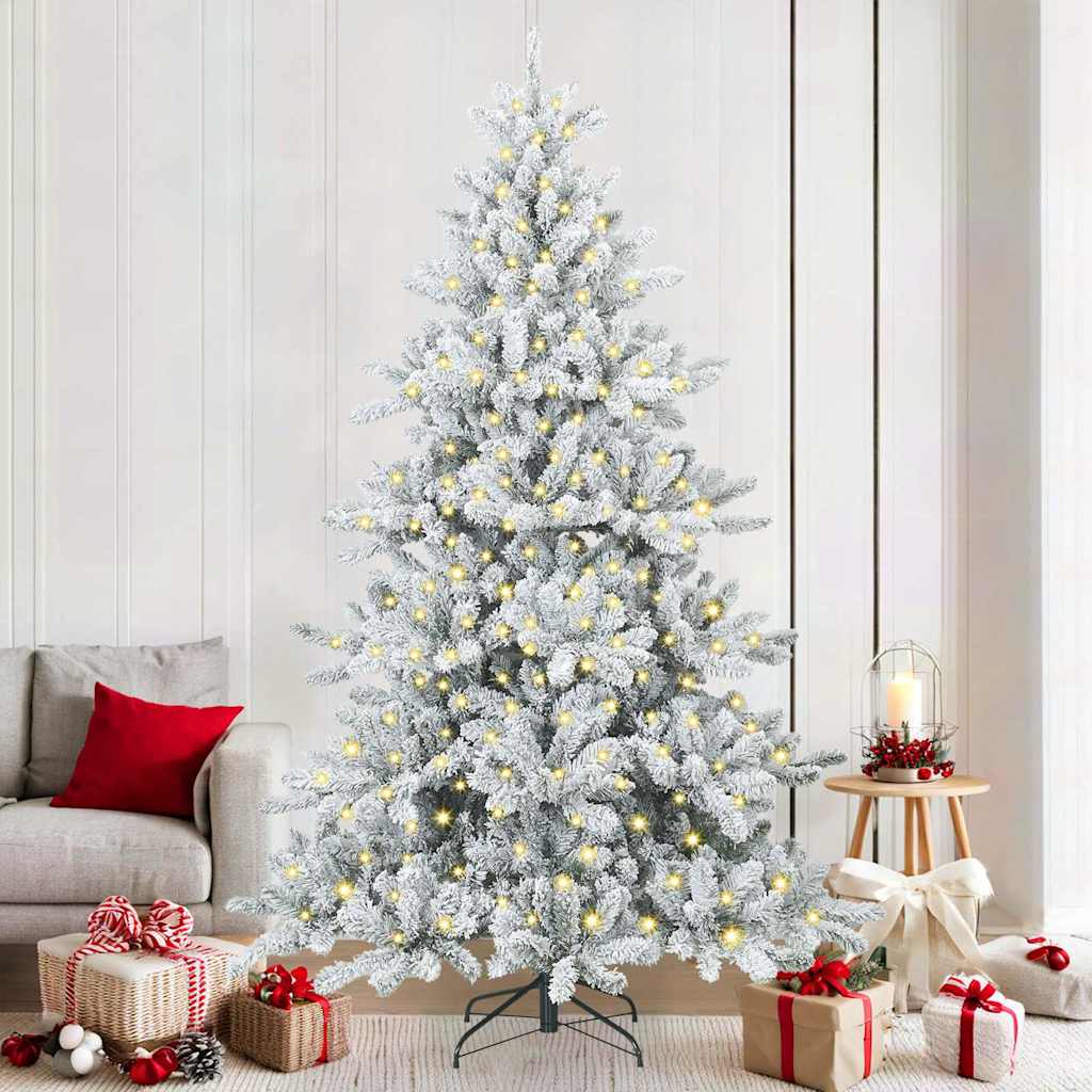 vidaXL Artificial Hinged Christmas Tree White 210 cm PVC and Steel