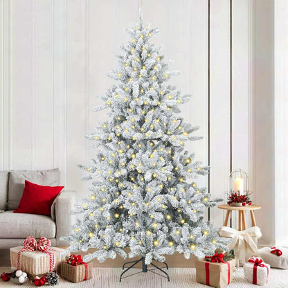 vidaXL Artificial Hinged Christmas Tree White 210 cm PVC and Steel