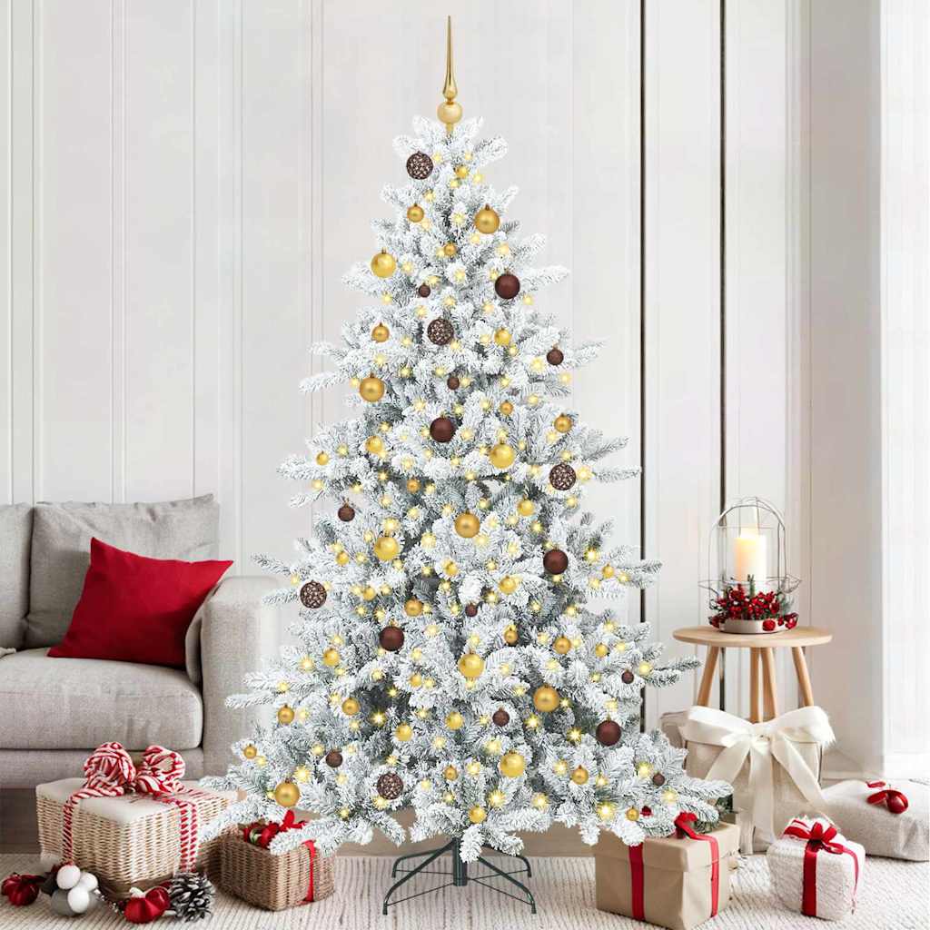 vidaXL Artificial Hinged Christmas Tree White 210 cm PVC and Steel