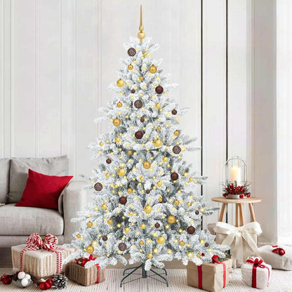 vidaXL Artificial Hinged Christmas Tree White 210 cm PVC and Steel