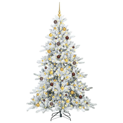 vidaXL Artificial Hinged Christmas Tree White 210 cm PVC and Steel