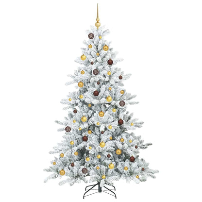 vidaXL Artificial Hinged Christmas Tree White 210 cm PVC and Steel