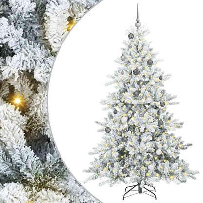 vidaXL Artificial Hinged Christmas Tree White 210 cm PVC and Steel