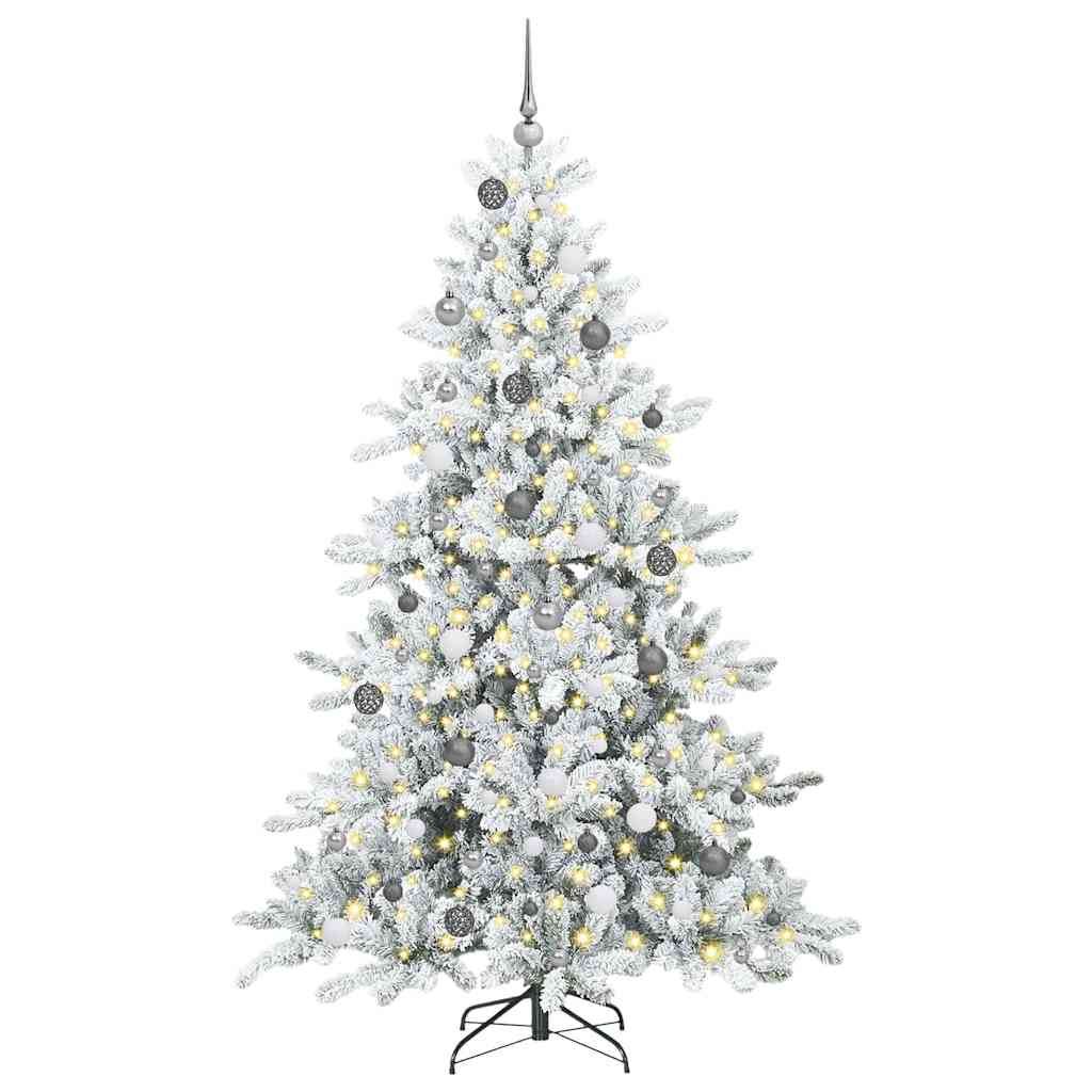 vidaXL Artificial Hinged Christmas Tree White 210 cm PVC and Steel