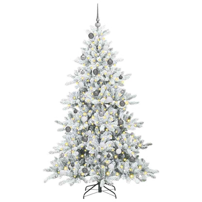 vidaXL Artificial Hinged Christmas Tree White 210 cm PVC and Steel