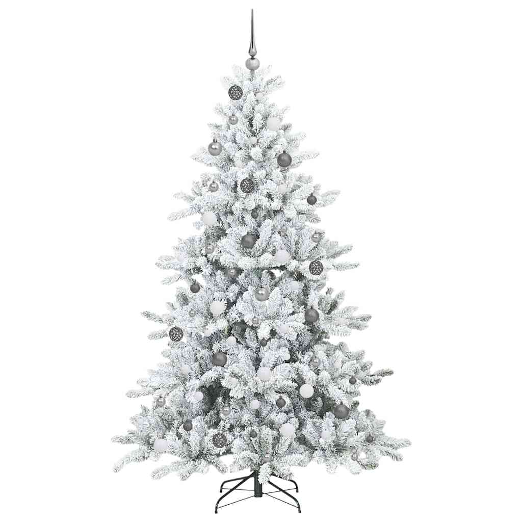 vidaXL Artificial Hinged Christmas Tree White 210 cm PVC and Steel