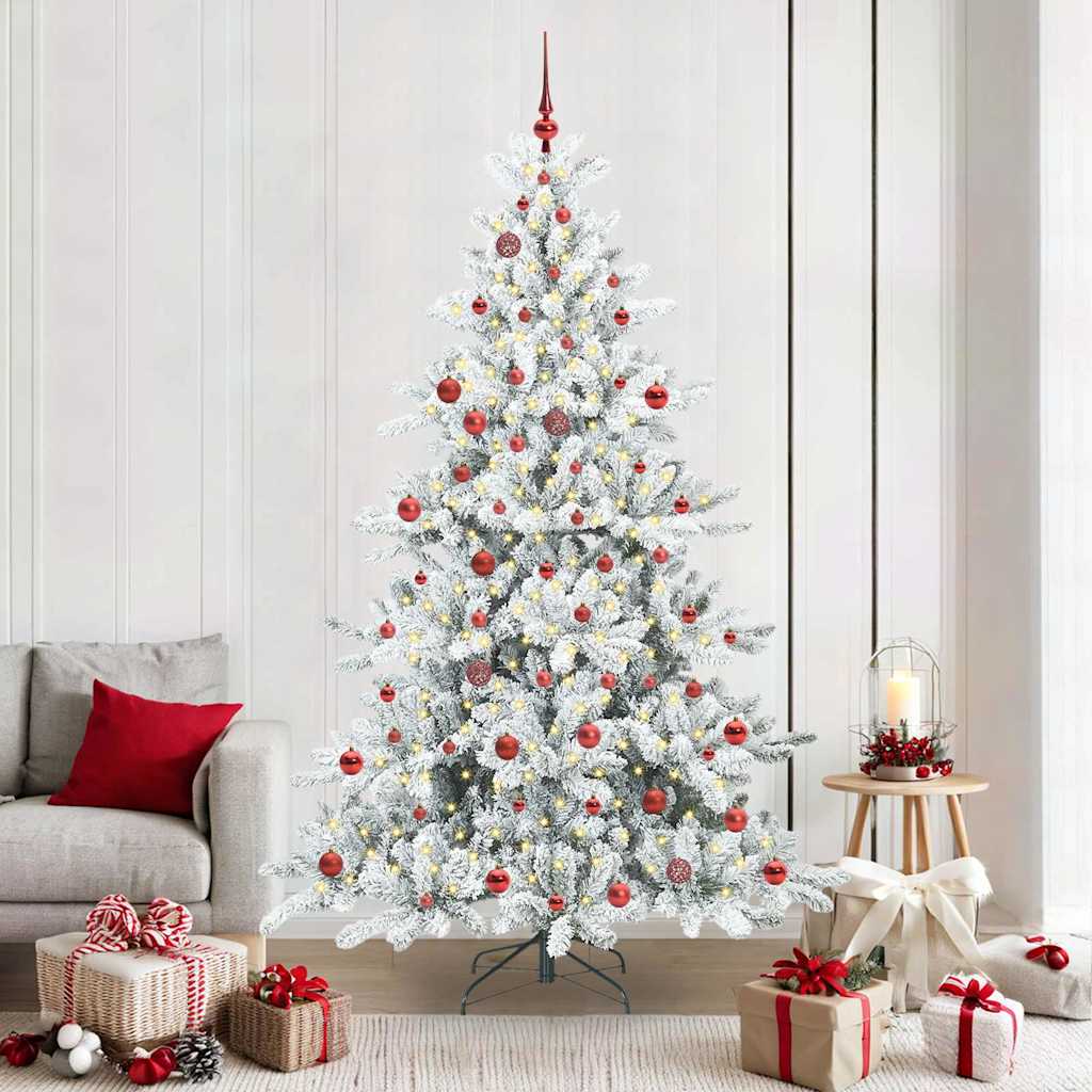 vidaXL Artificial Hinged Christmas Tree White 210 cm PVC and Steel
