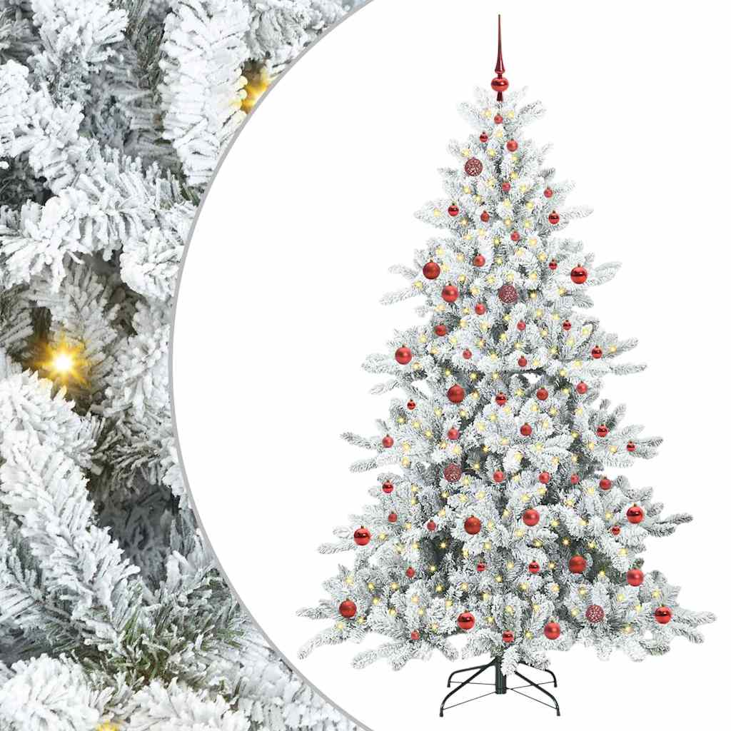 vidaXL Artificial Hinged Christmas Tree White 210 cm PVC and Steel