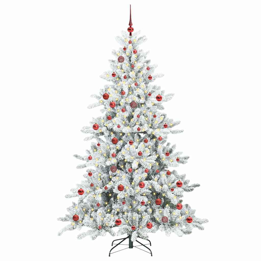vidaXL Artificial Hinged Christmas Tree White 210 cm PVC and Steel