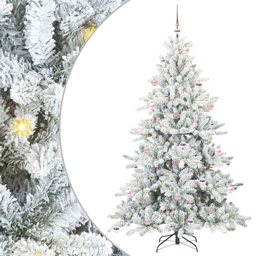 vidaXL Artificial Hinged Christmas Tree White 210 cm PVC and Steel