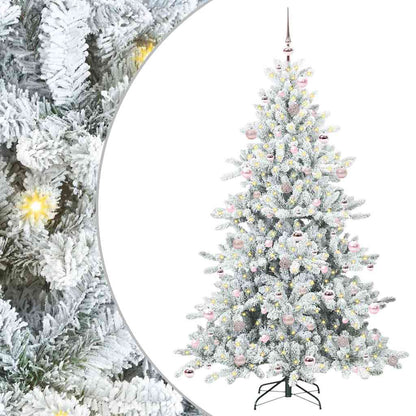 vidaXL Artificial Hinged Christmas Tree White 210 cm PVC and Steel