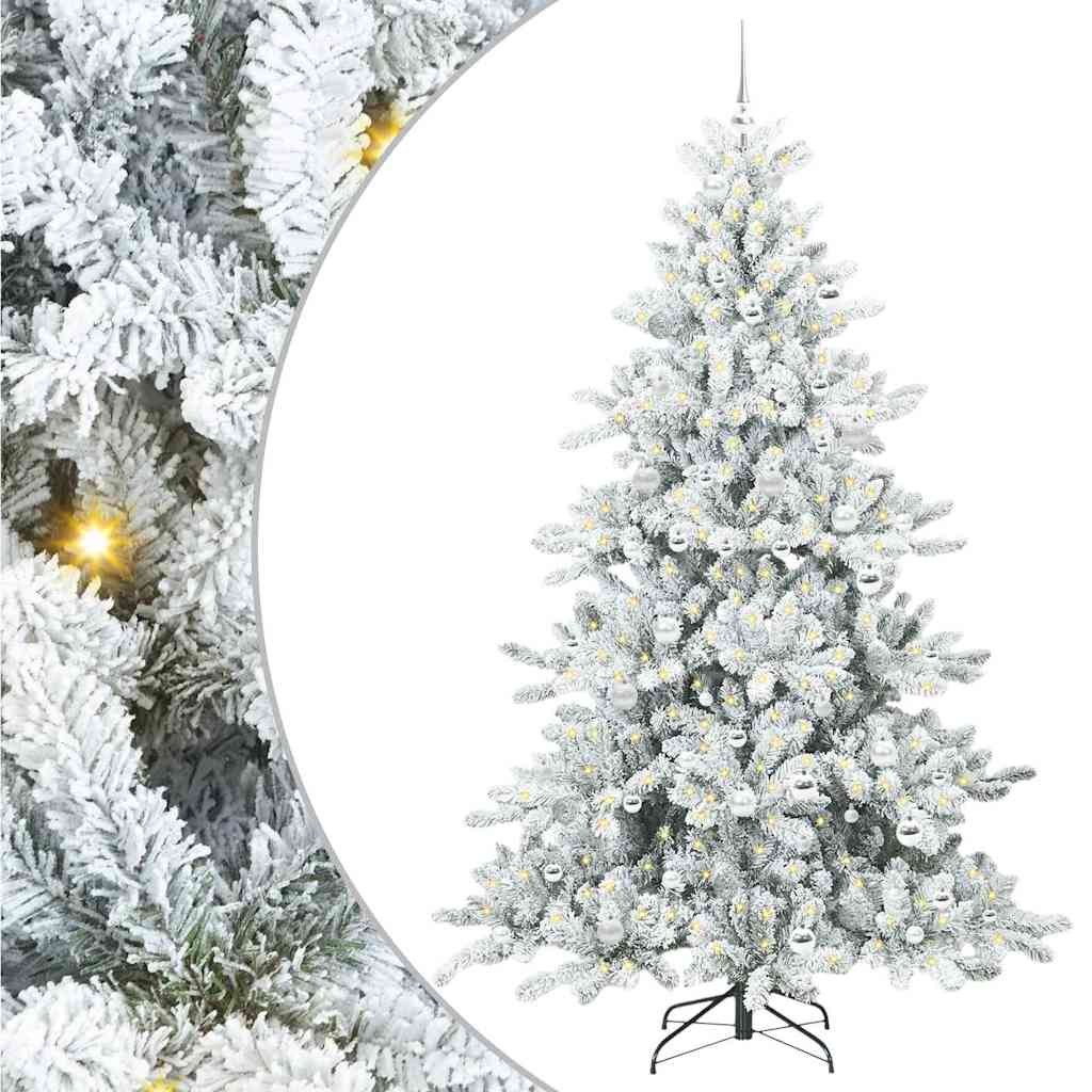 vidaXL Artificial Hinged Christmas Tree White 210 cm PVC and Steel