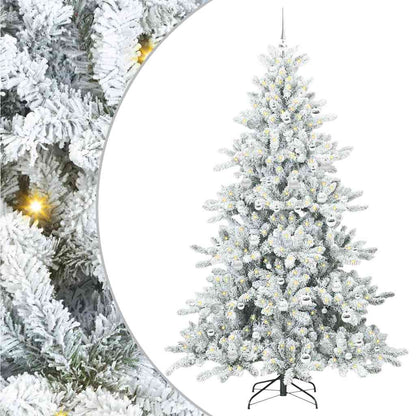 vidaXL Artificial Hinged Christmas Tree White 210 cm PVC and Steel