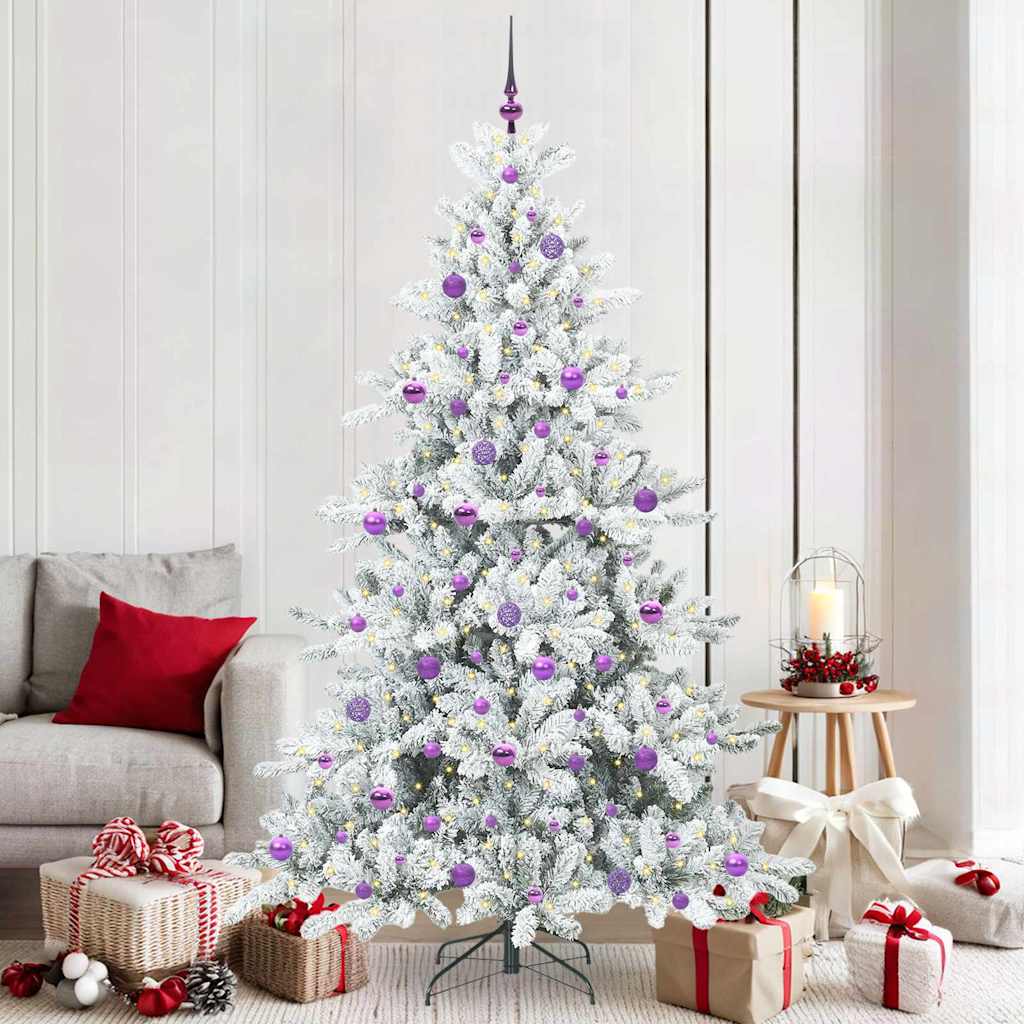 vidaXL Artificial Hinged Christmas Tree White 210 cm PVC and Steel