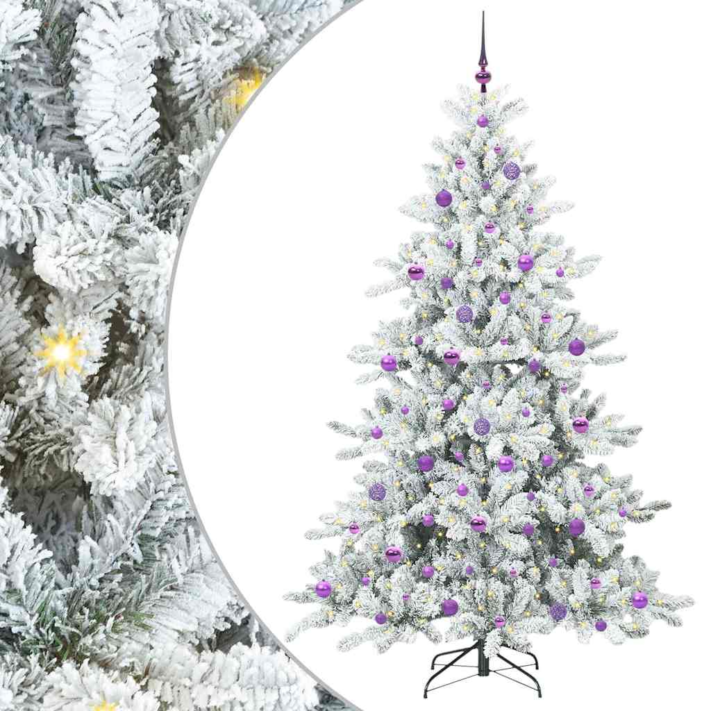 vidaXL Artificial Hinged Christmas Tree White 210 cm PVC and Steel