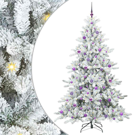 vidaXL Artificial Hinged Christmas Tree White 210 cm PVC and Steel