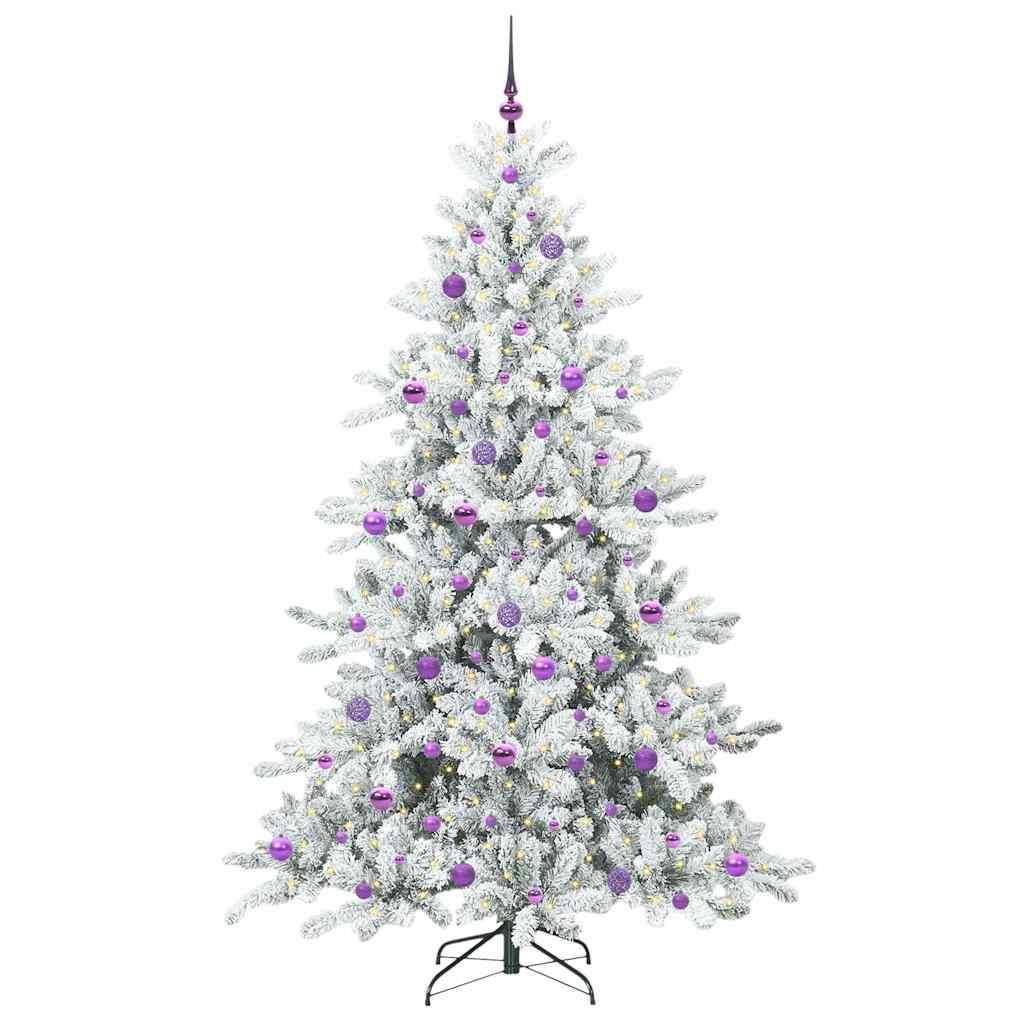 vidaXL Artificial Hinged Christmas Tree White 210 cm PVC and Steel