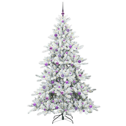 vidaXL Artificial Hinged Christmas Tree White 210 cm PVC and Steel