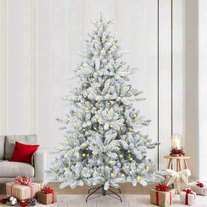 vidaXL Artificial Hinged Christmas Tree White 240 cm PVC and Steel