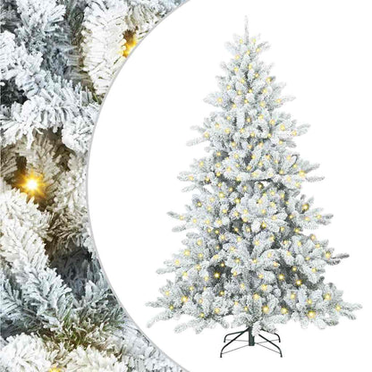 vidaXL Artificial Hinged Christmas Tree White 240 cm PVC and Steel