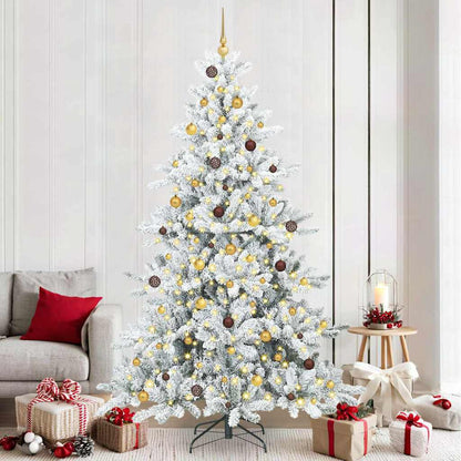 vidaXL Artificial Hinged Christmas Tree White 240 cm PVC and Steel