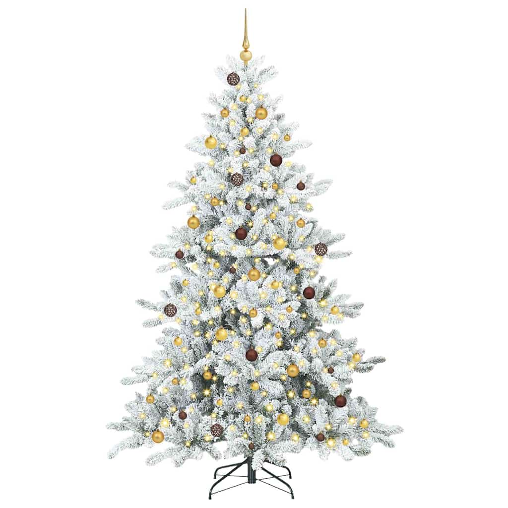 vidaXL Artificial Hinged Christmas Tree White 240 cm PVC and Steel