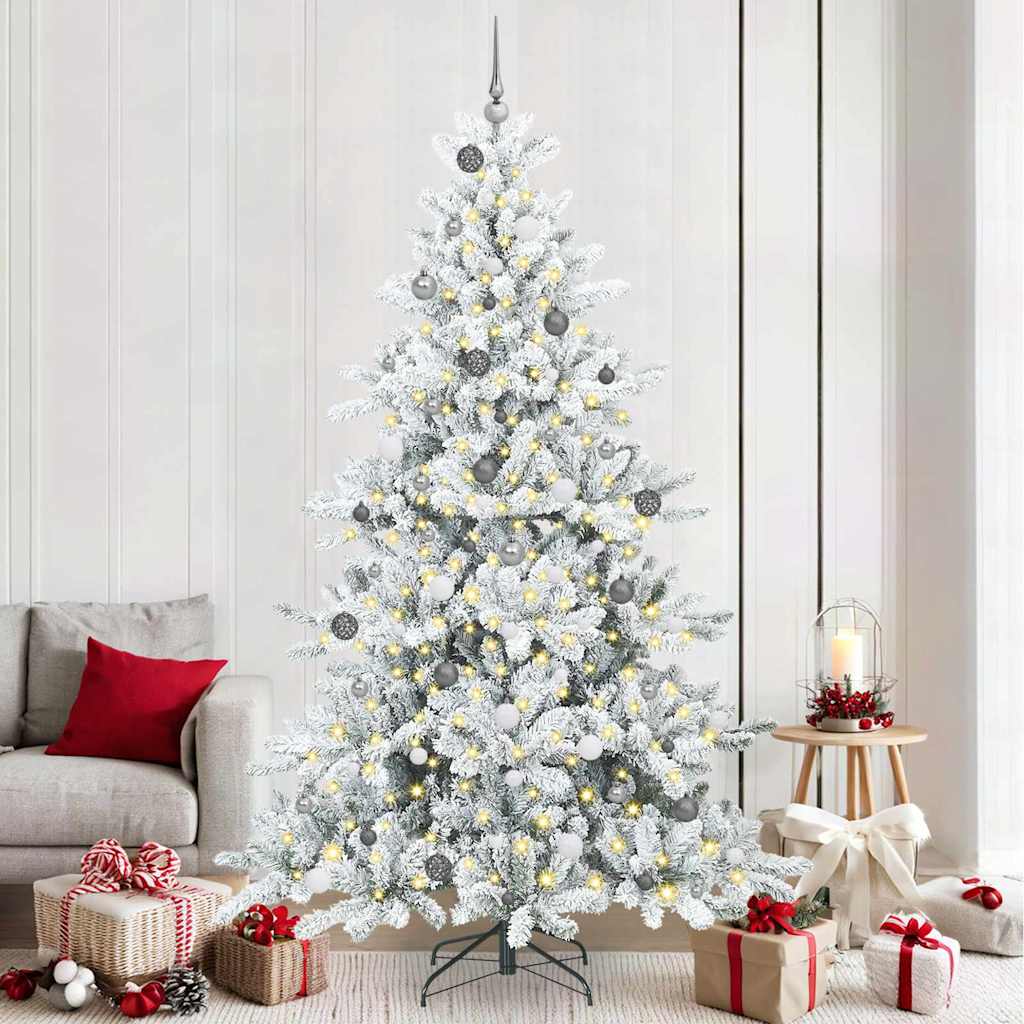 vidaXL Artificial Hinged Christmas Tree White 240 cm PVC and Steel
